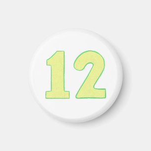 Number 12 magnet with yellow and green