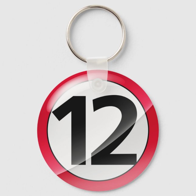 Number 12 red Key Chain (Front)