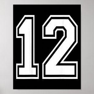 Number 12 Shirt Sports Player Number Back of Shirt Poster