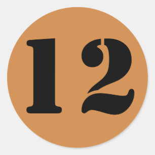 Number 12 Twelve Peru Gold Stencil Numbers by Janz Classic Round Sticker