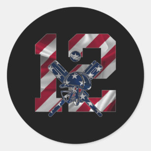 Number 12 Years Cricket 12th Birthday Classic Round Sticker