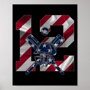 Number 12 Years Cricket 12th Birthday  Poster