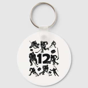 Number 12 Years Ice Hockey 12th Birthday (1)  Key Ring