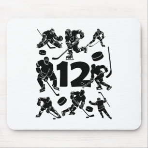 Number 12 Years Ice Hockey 12th Birthday (1) Mouse Pad