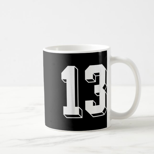 Number 13 Backside - Retro 80s 90s Team Jersey Num Coffee Mug (Right)