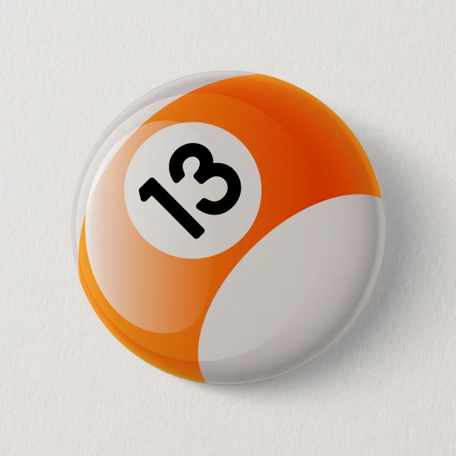 NUMBER 13 BILLIARDS BALL 6 CM ROUND BADGE (Front)