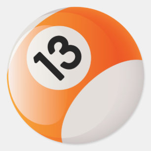 NUMBER 13 BILLIARDS BALL CLASSIC ROUND STICKER