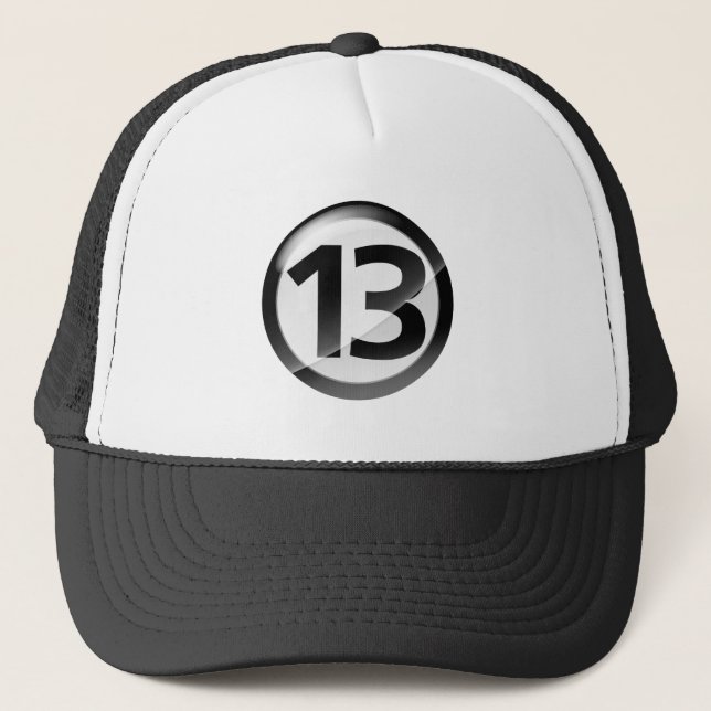 Number 13 black trucker hat (Front)