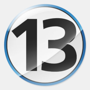 Number 13  blue sticker