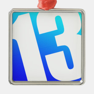 Number 13 metal tree decoration