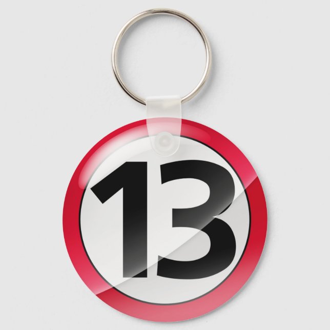 Number 13 red Key Chain (Front)