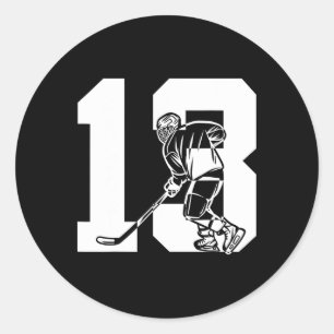 Number 13 Years Ice Hockey 13th Birthday (1) Classic Round Sticker