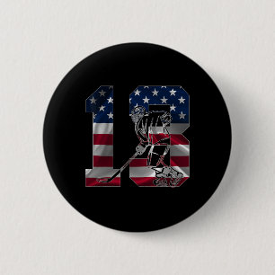 Number 13 Years Ice Hockey 13th Birthday  6 Cm Round Badge