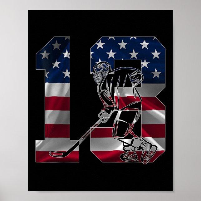 Number 13 Years Ice Hockey 13th Birthday  Poster (Front)