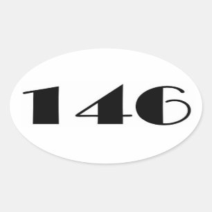 Number 146 Mid Century Oval Sticker