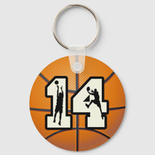 Number 14 Basketball and Players Key Ring
