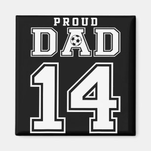 Number 14 Custom Proud Soccer Futbol Dad Personali Magnet