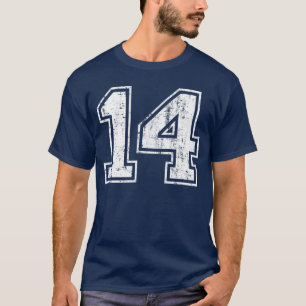 Number 14 Fourteen Distressed Vintage Sportseamrai T-Shirt