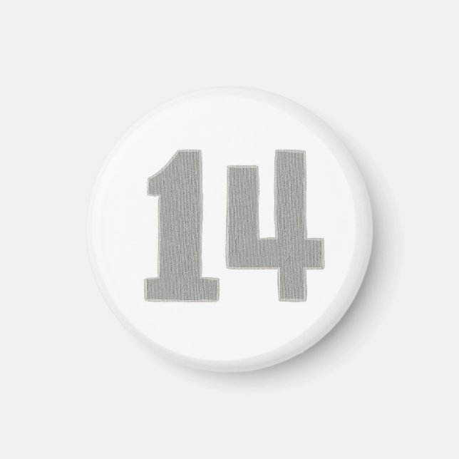 Number 14 magnet in silver and grey (Front)
