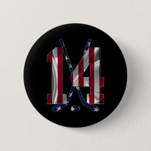 Number 14 Years Ice Hockey 14th Birthday 6 Cm Round Badge