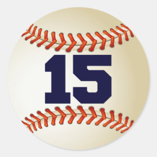 Number 15 Baseball Classic Round Sticker
