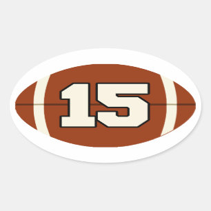 Number 15 Football Sticker. Oval Sticker
