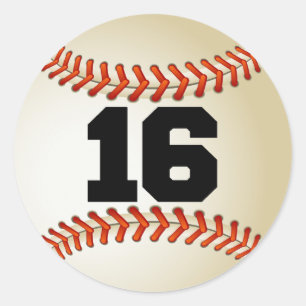 Number 16 Baseball Classic Round Sticker