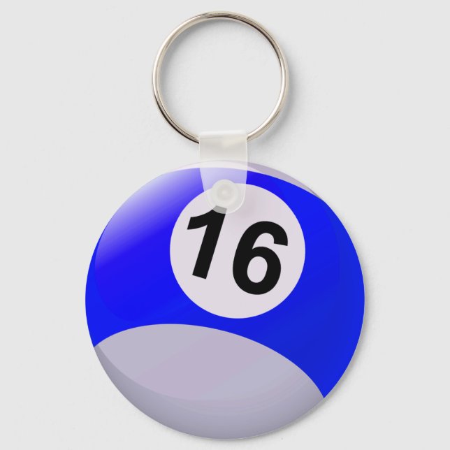 Number 16 Billiards Ball Key Ring (Front)