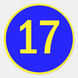 number 17 in a circle classic round sticker