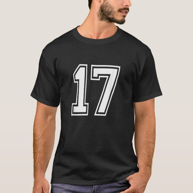 Number 17 T Shirt Birthday Varsity Sports Team Jer (Front)