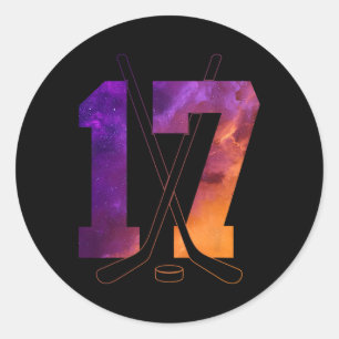 Number 17 Years Ice Hockey 17th Birthday Classic Round Sticker