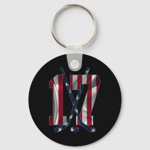Number 17 Years Ice Hockey 17th Birthday  Key Ring