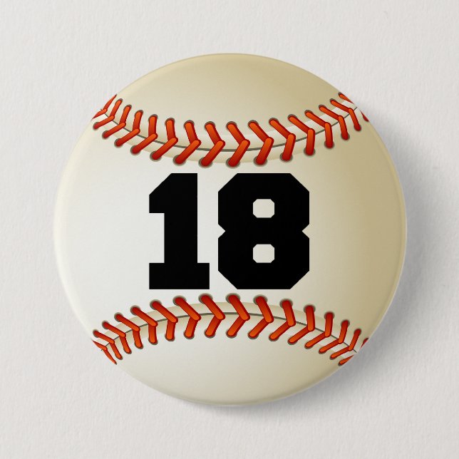 Number 18 Baseball 7.5 Cm Round Badge (Front)