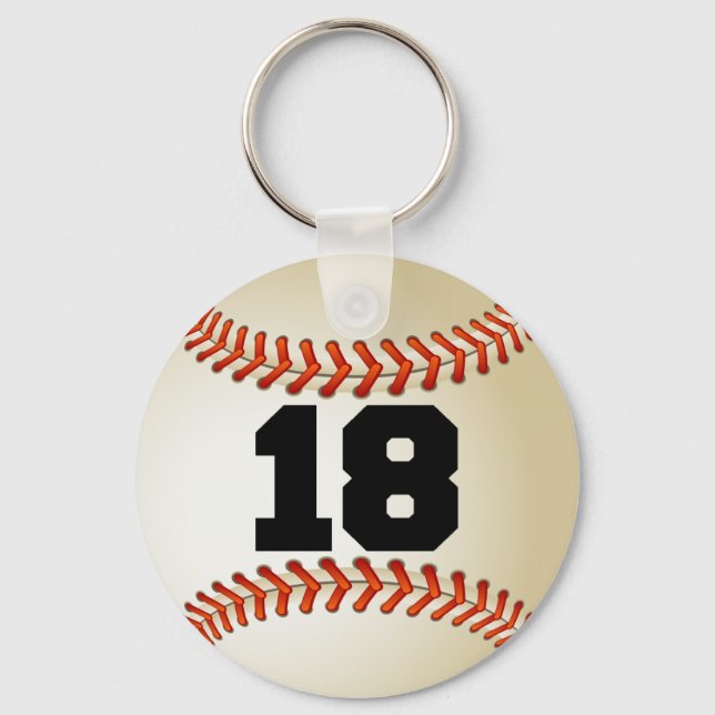 Number 18 Baseball Key Ring (Front)