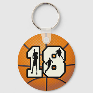 Number 18 Basketball Key Ring