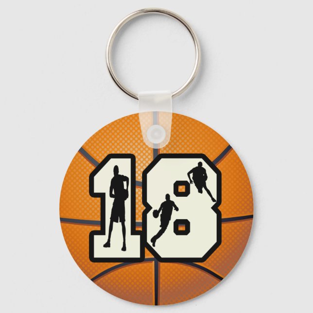 Number 18 Basketball Key Ring (Front)