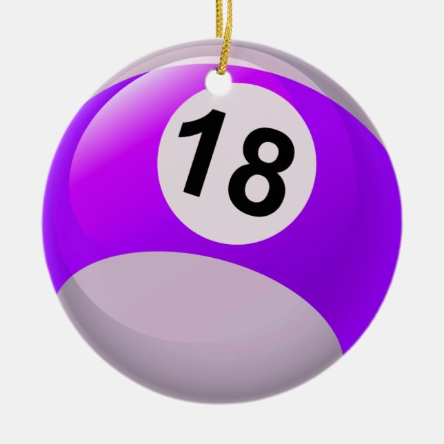 Number 18 Billiards Ball Ceramic Ornament (Front)