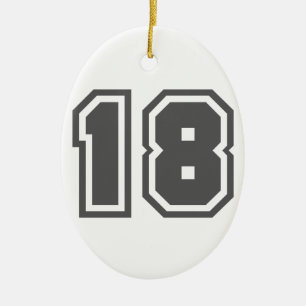 Number 18 ceramic ornament