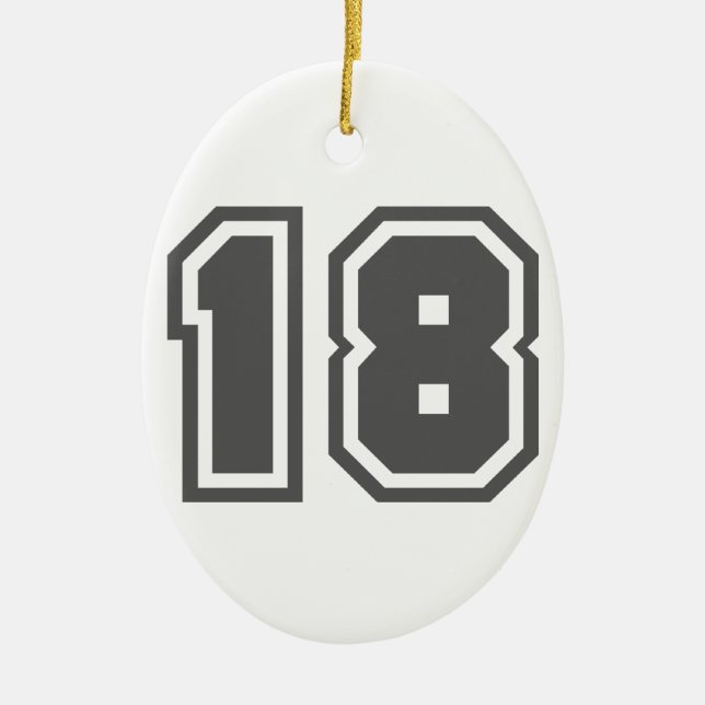 Number 18 ceramic ornament (Front)