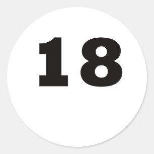 Number 18 classic round sticker