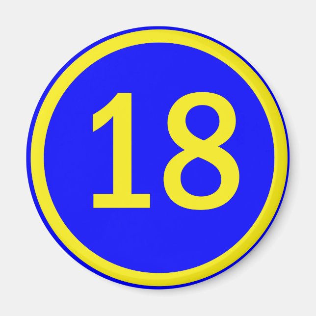 number 18 in a circle magnet (Front)