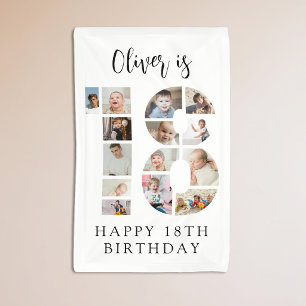 Number 18 Photo Co lage 18th Birthday Party Banner