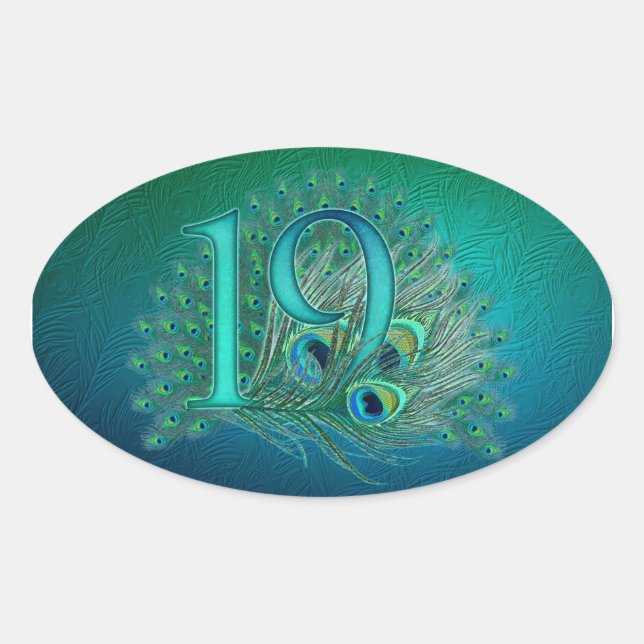 Number 19 / age / years / 19th birthday template oval sticker (Front)