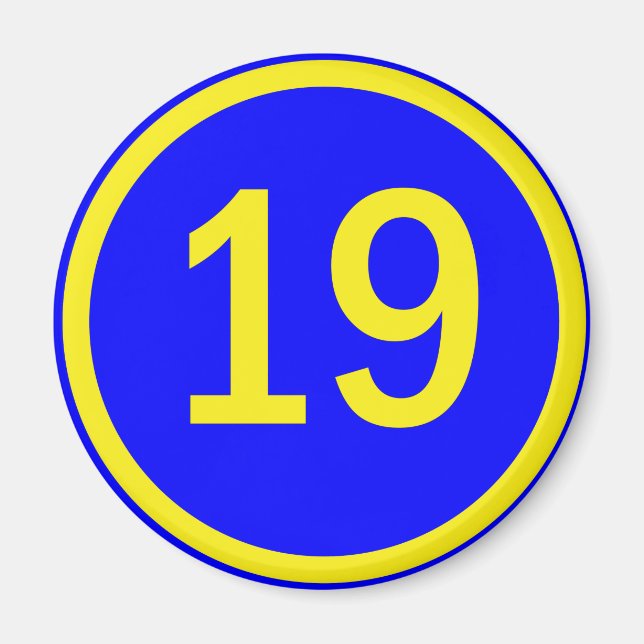 number 19 in a circle magnet (Front)