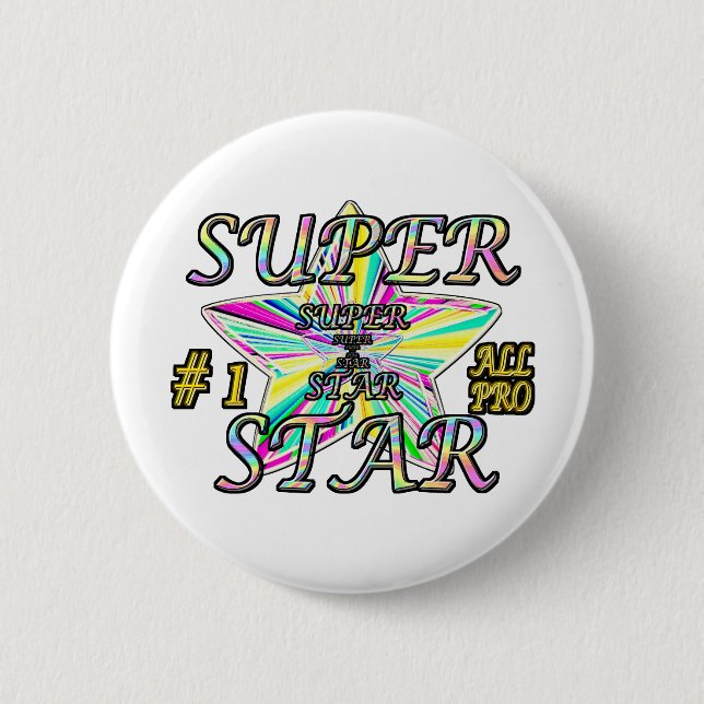 Number 1 All Pro Super Star 6 Cm Round Badge (Front)