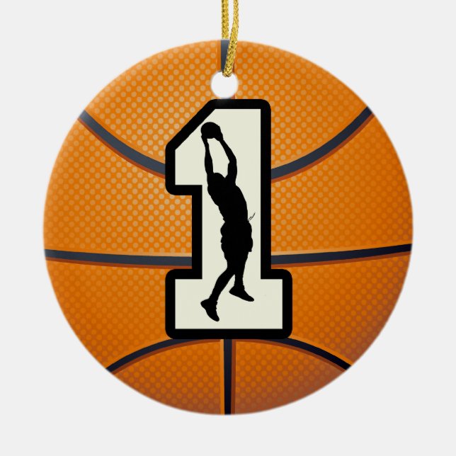 Number 1 Basketball Ceramic Ornament (Front)