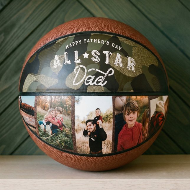 Number 1 Best Dad Ever Photo Camouflage Keepsake B Basketball (Number 1 Best Dad Ever Photo Camouflage Keepsake B Basketball)