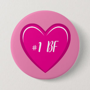 Number 1 BF Simple Pink Heart Graphic  7.5 Cm Round Badge