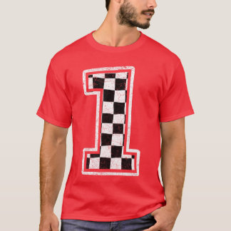 Number 1 Checkered Flag Pit Crew Race 1st Birthday T-Shirt