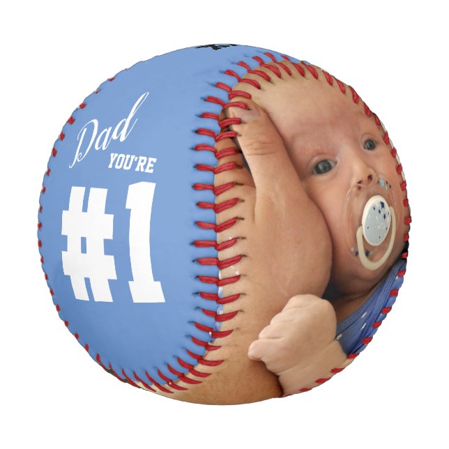 Number 1 Dad Custom Photo Baseball (Angled)